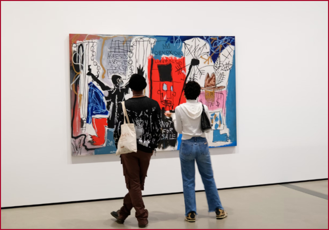 Black Woman stare at an art exhibition